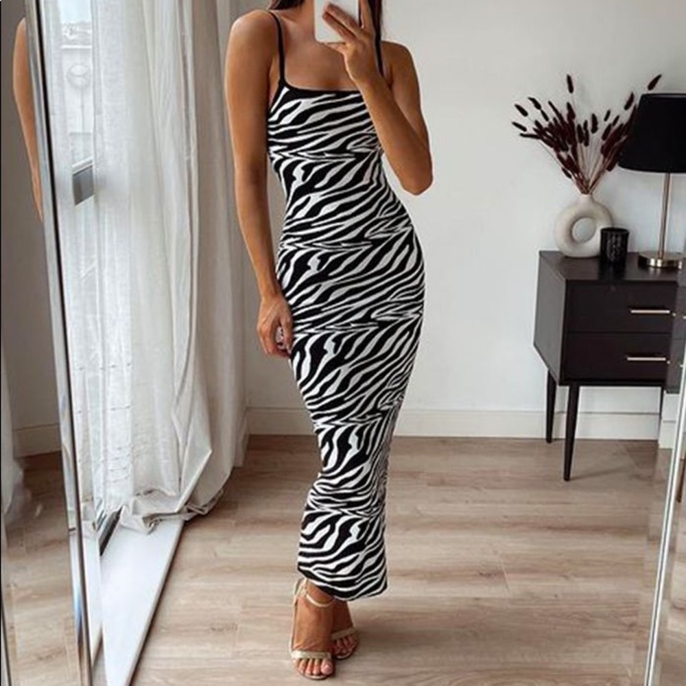 Zara knit zebra dress NWT